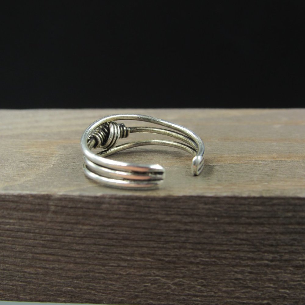 Size 5 Sterling Silver Wire Knot Toe Band Ring Vintage - Picture 2 of 8